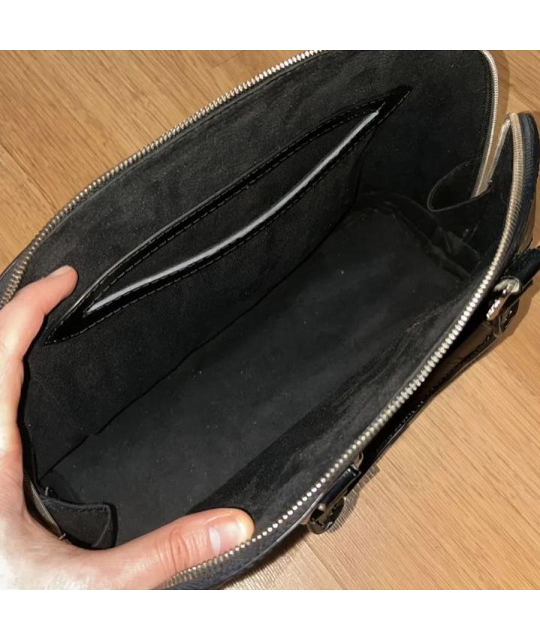 LOUIS VUITTON Черная кожаная сумка с короткими ручками, фото 5
