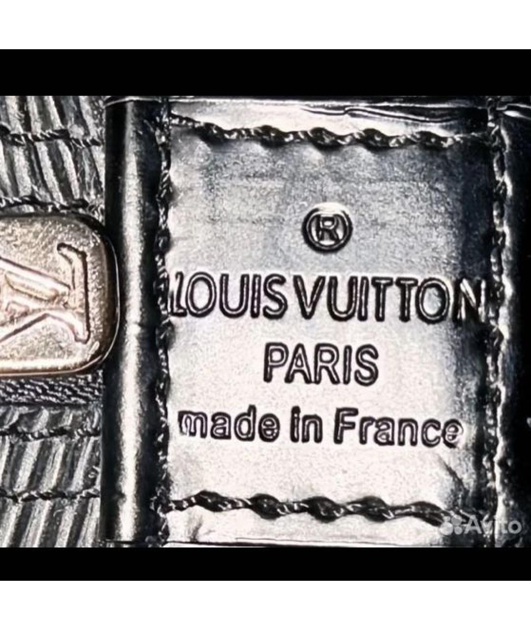 LOUIS VUITTON Черная кожаная сумка с короткими ручками, фото 6