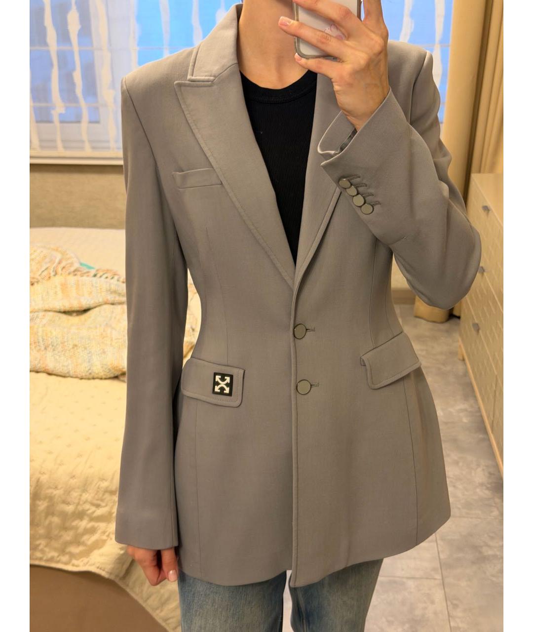 OFF-WHITE Серый вискозный жакет/пиджак, фото 2