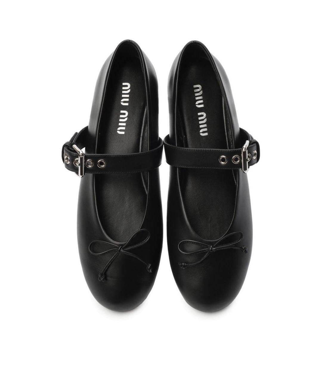 MIU MIU Черные кожаные балетки, фото 2