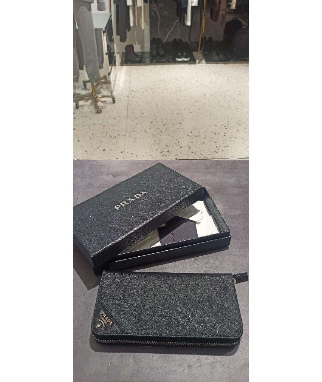 PRADA Черный кожаный кошелек, фото 6