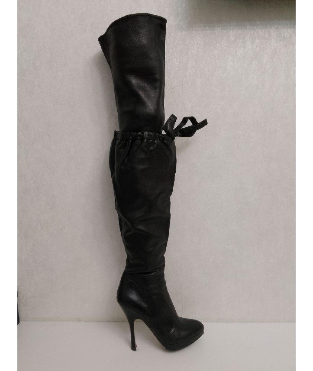 PRADA Черные кожаные ботфорты, фото 6