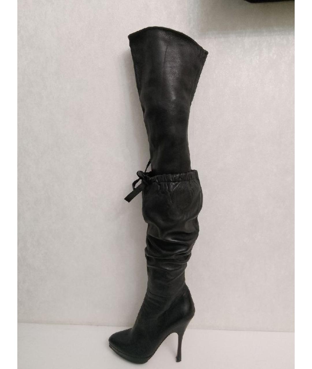 PRADA Черные кожаные ботфорты, фото 5