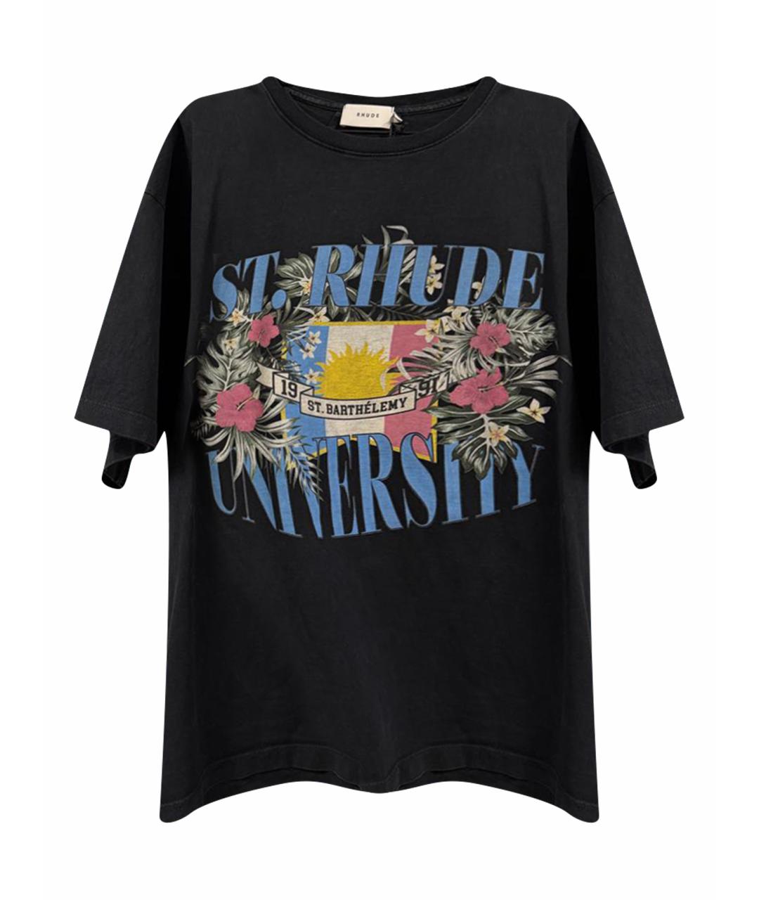 RHUDE Черная хлопковая футболка, фото 1