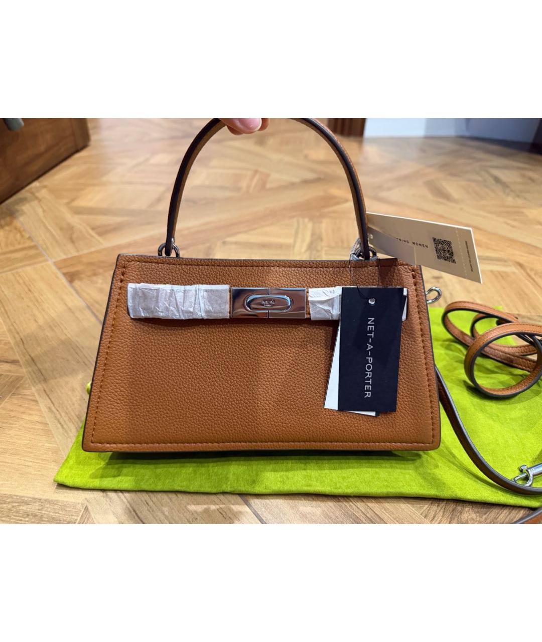 TORY BURCH Коричневая кожаная сумка тоут, фото 3
