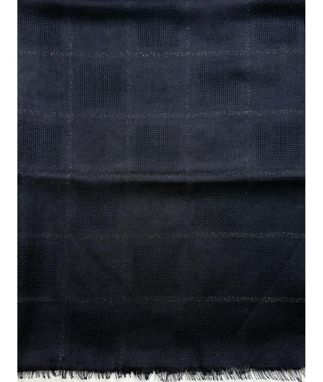 CHANEL Черный шерстяной шарф, фото 9