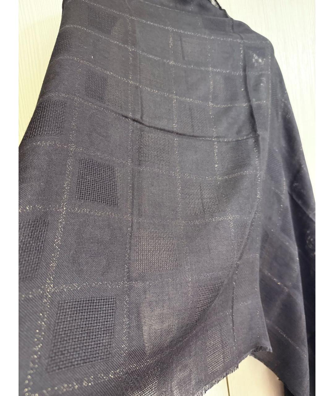 CHANEL Черный шерстяной шарф, фото 6