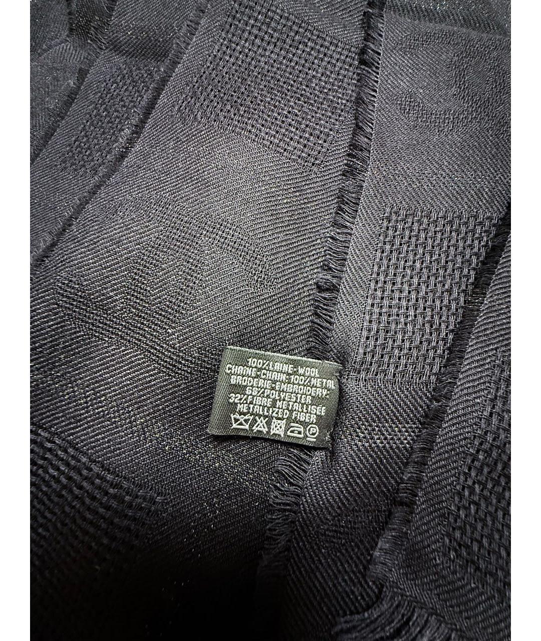 CHANEL Черный шерстяной шарф, фото 4