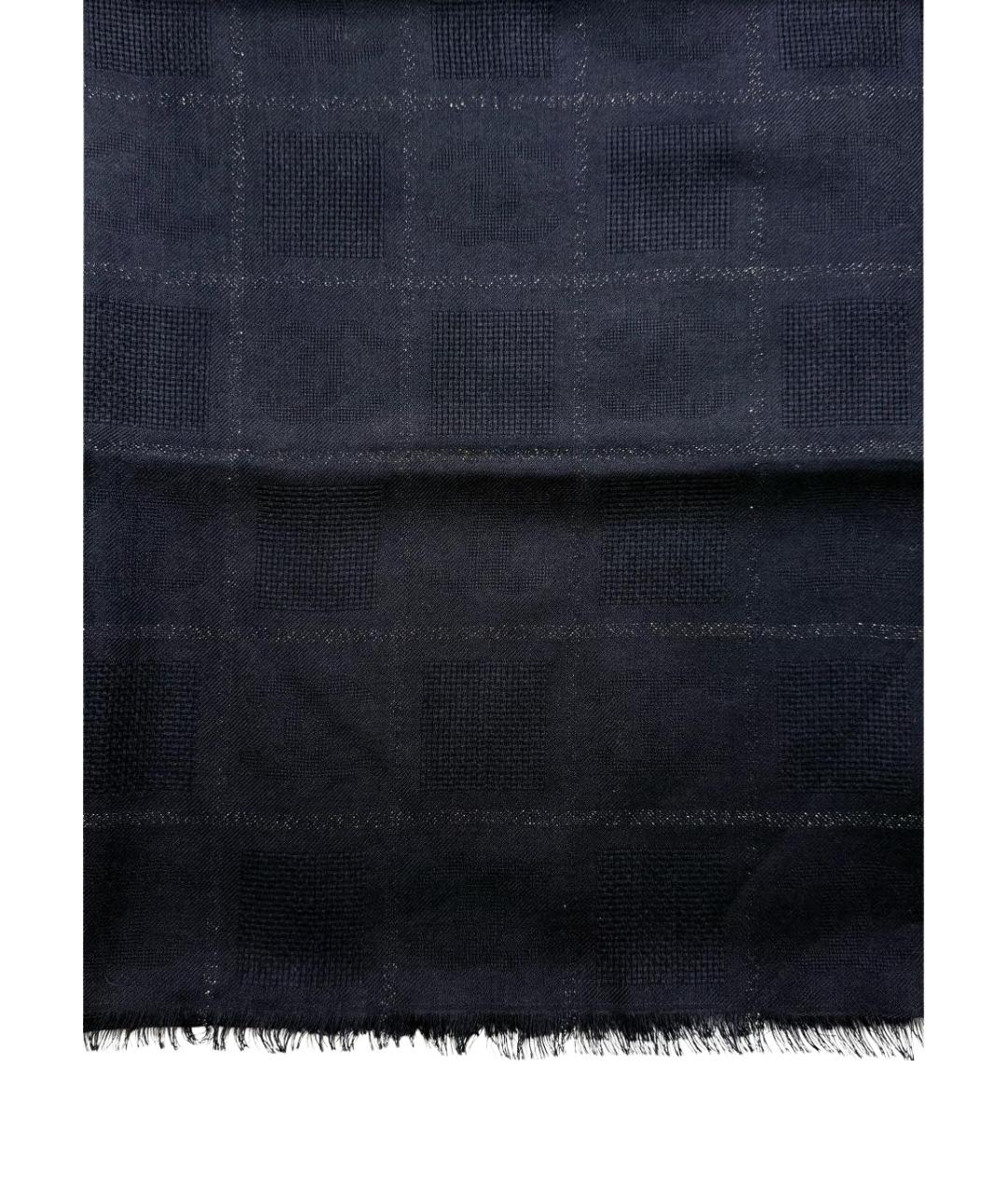 CHANEL Черный шерстяной шарф, фото 1