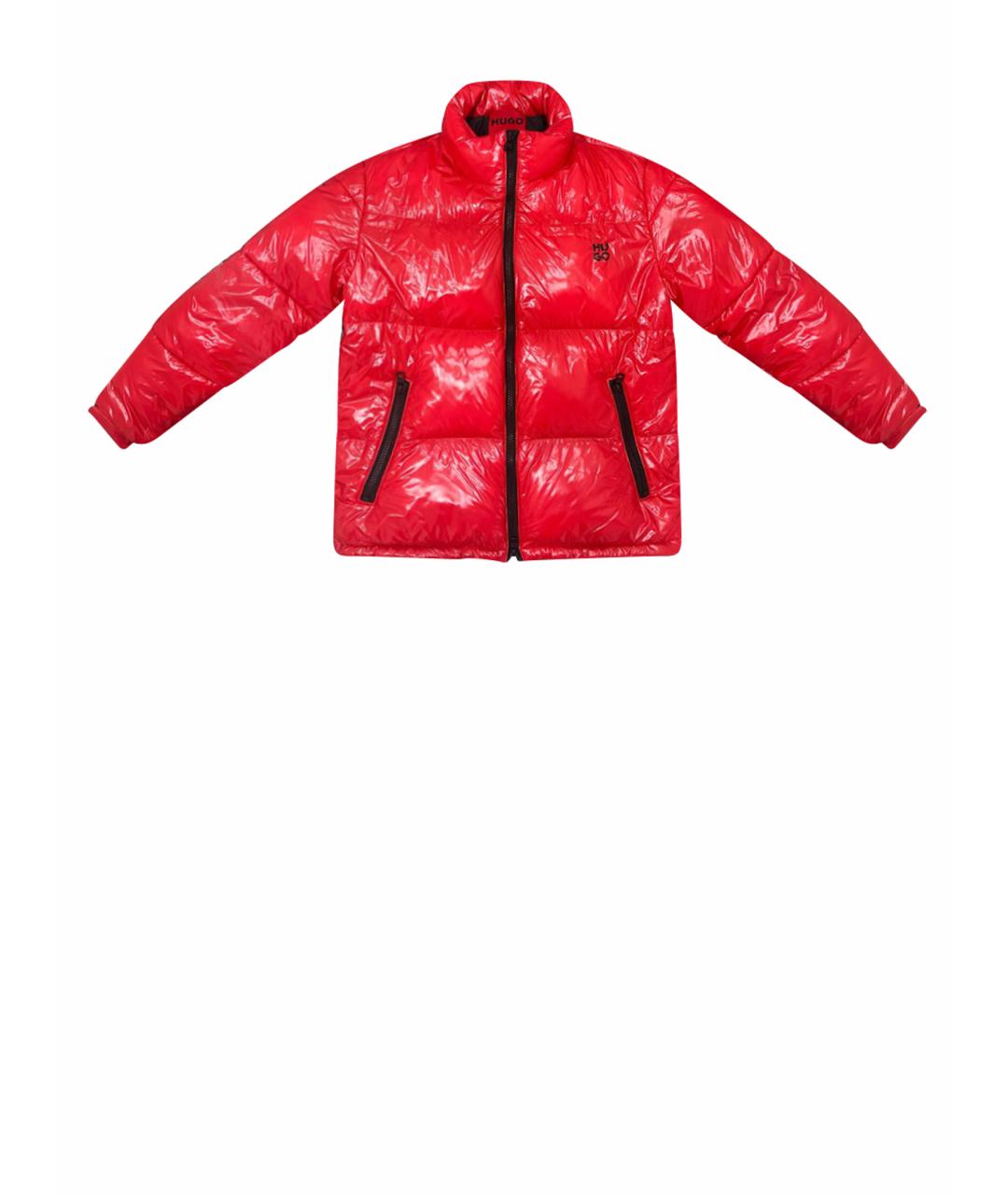 HUGO BOSS Красный полиуретановый пуховик, фото 1