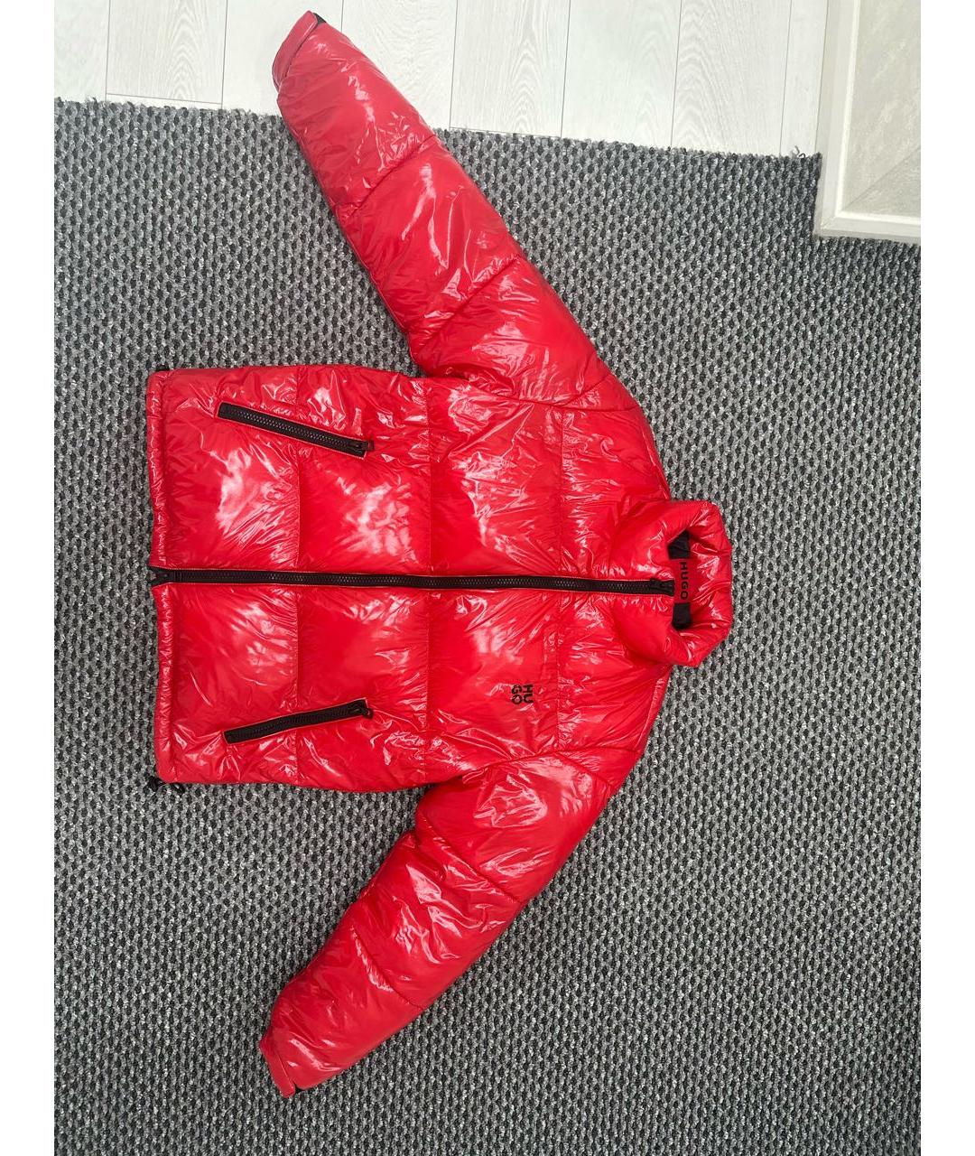 HUGO BOSS Красный полиуретановый пуховик, фото 6