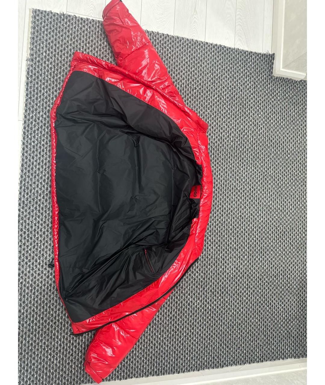 HUGO BOSS Красный полиуретановый пуховик, фото 3