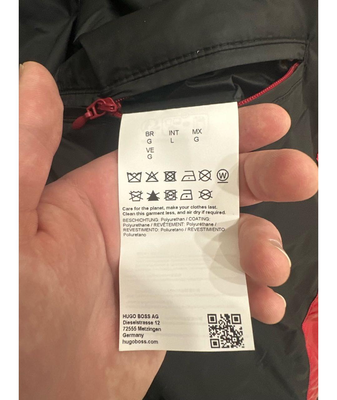 HUGO BOSS Красный полиуретановый пуховик, фото 5