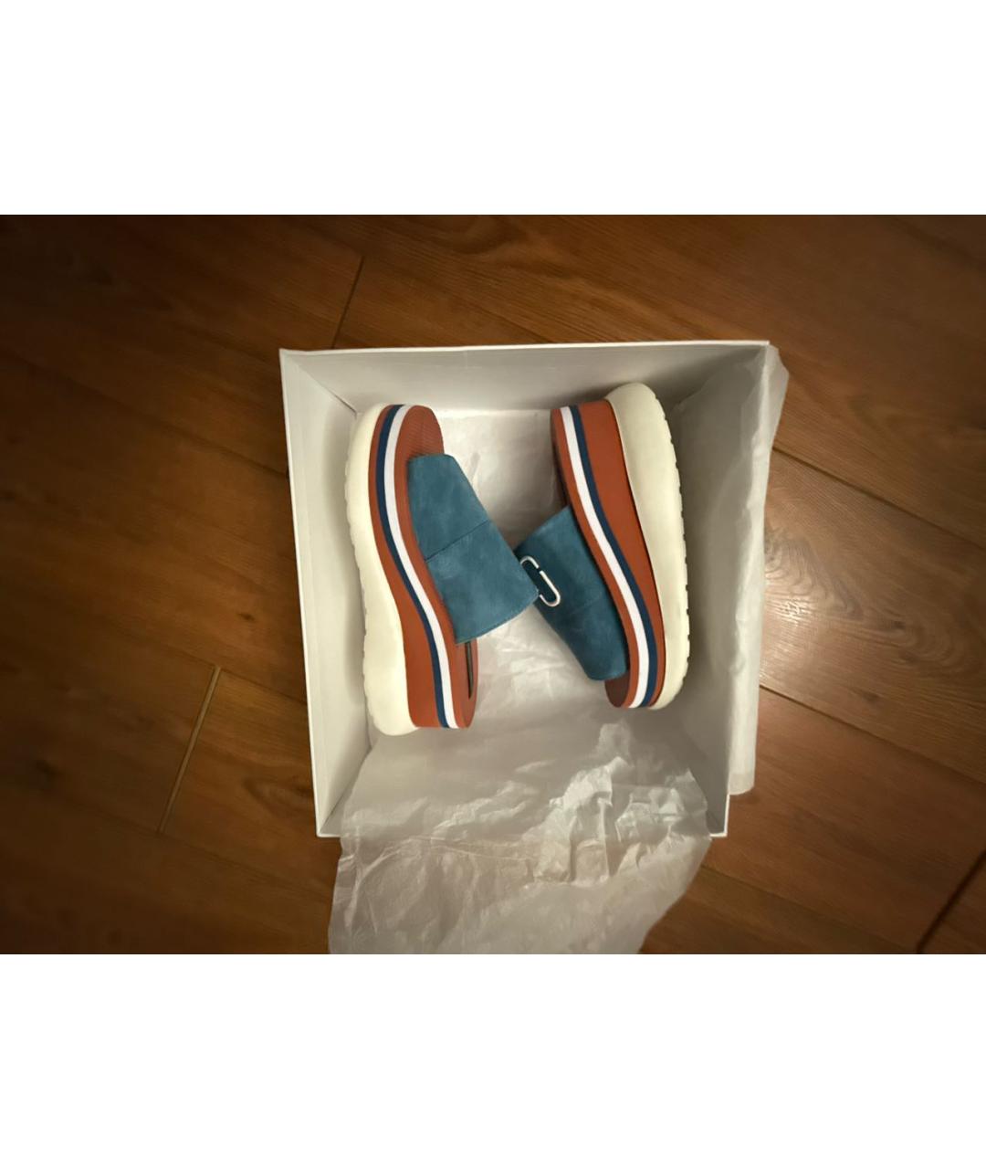 MARC JACOBS Синие замшевые шлепанцы, фото 6