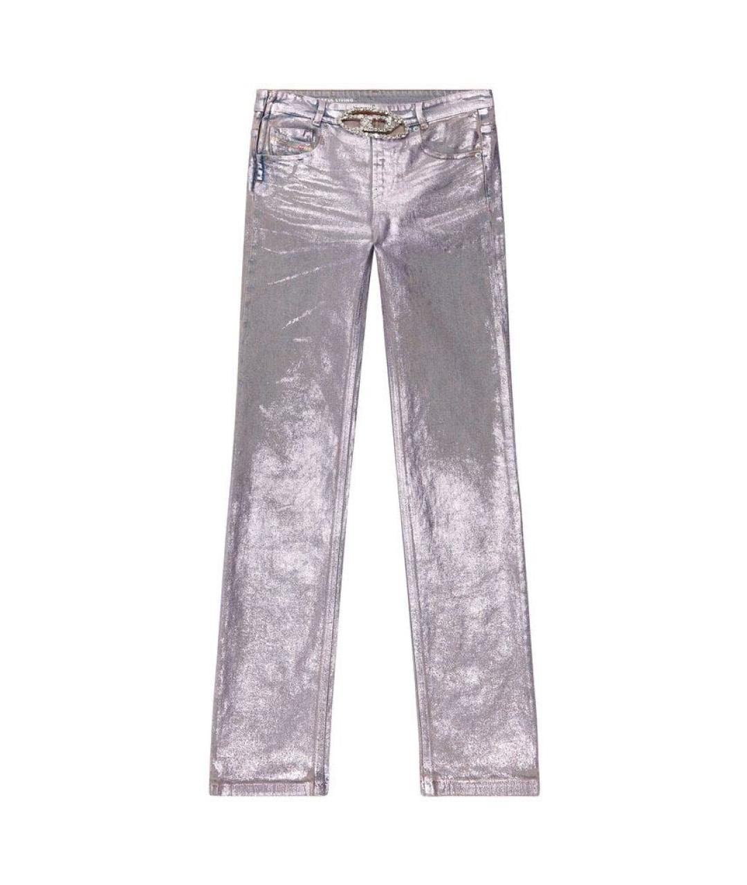DIESEL Серебряные хлопко-эластановые прямые джинсы, фото 1