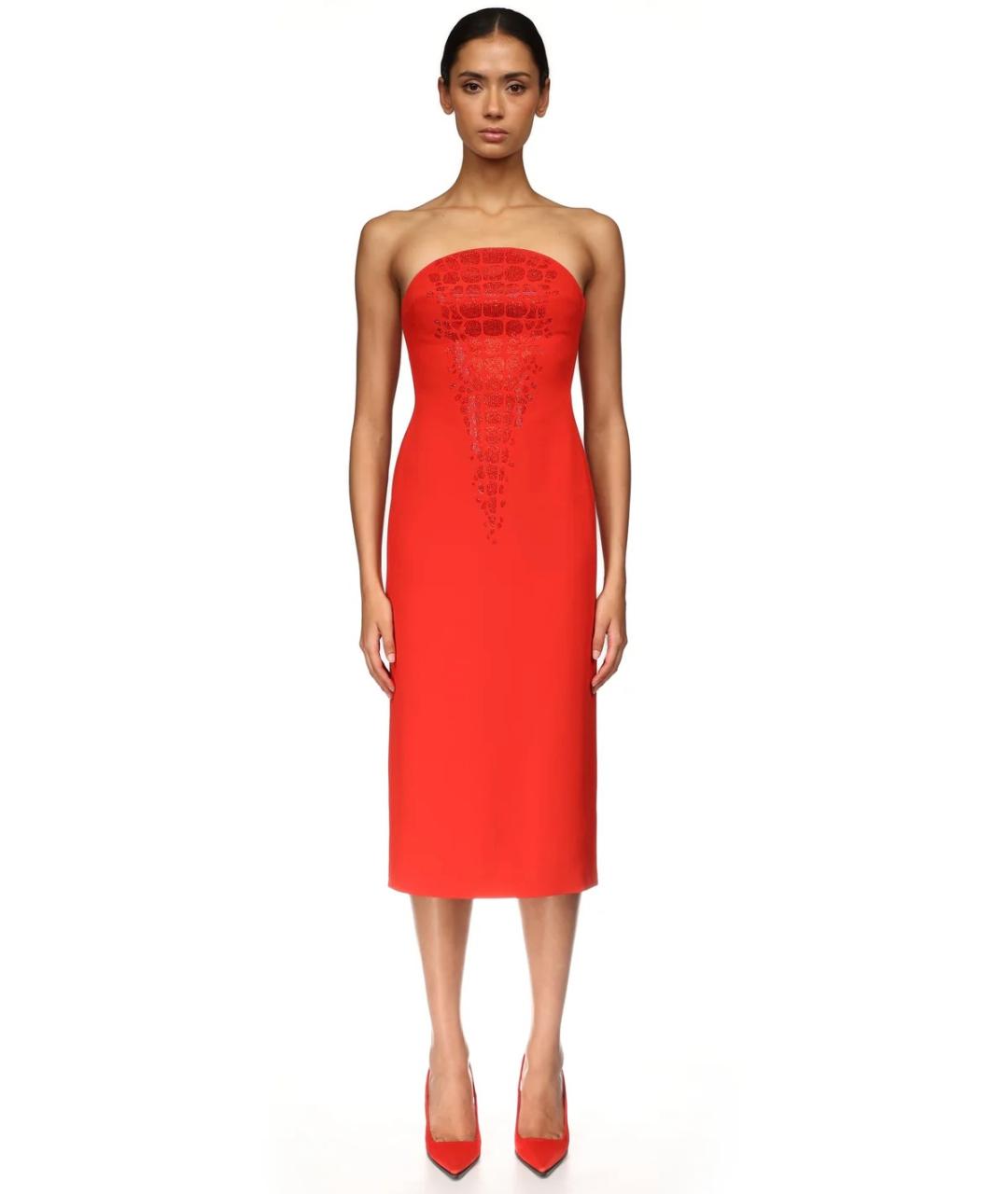 DAVID KOMA Красное вискозное коктейльное платье, фото 2