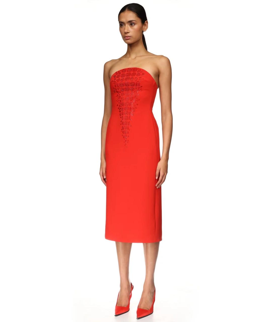 DAVID KOMA Красное вискозное коктейльное платье, фото 3