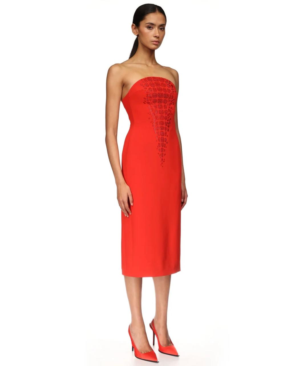 DAVID KOMA Красное вискозное коктейльное платье, фото 4