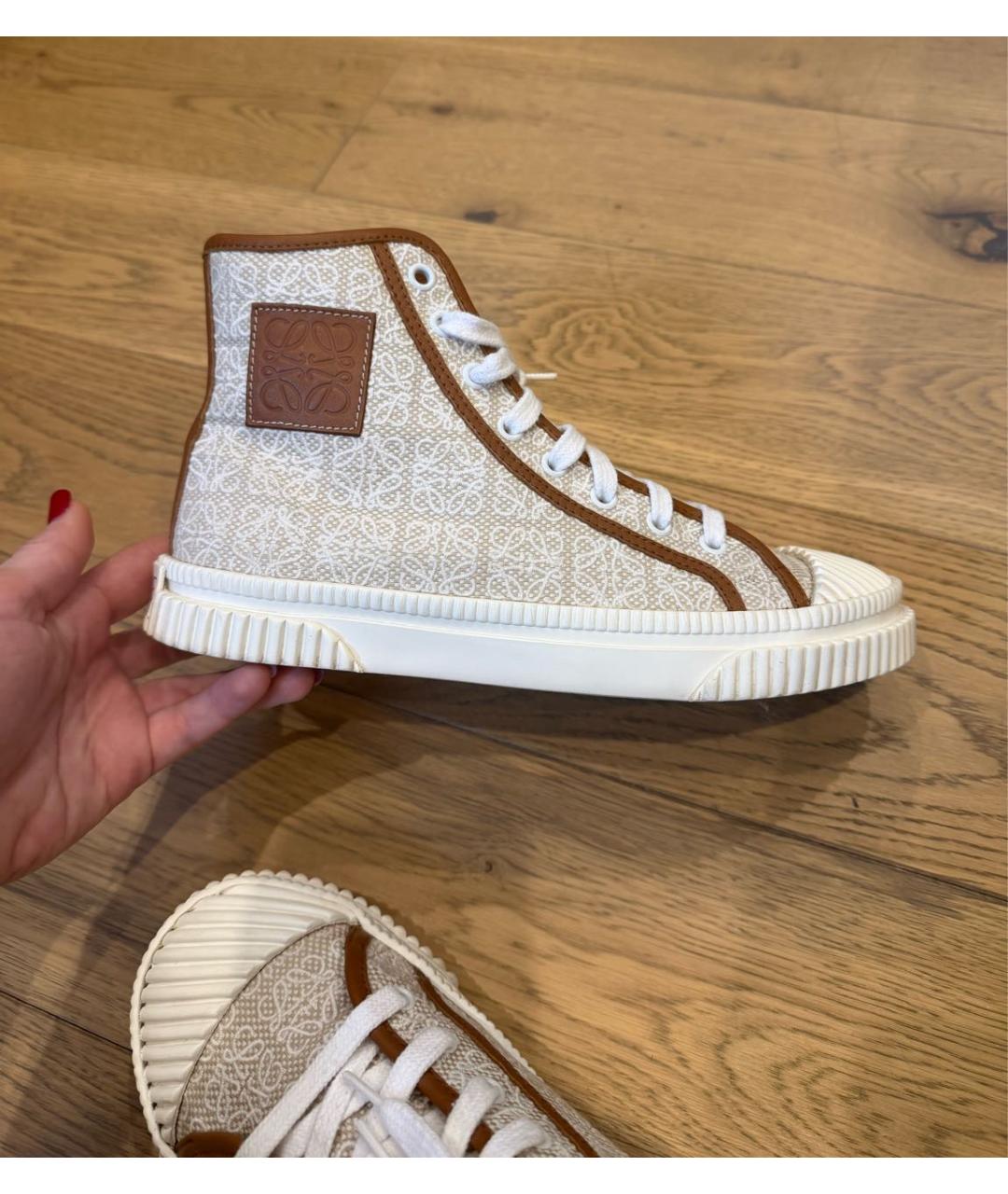 LOEWE Бежевые текстильные кеды, фото 4