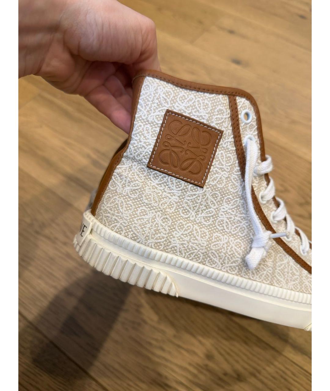 LOEWE Бежевые текстильные кеды, фото 6