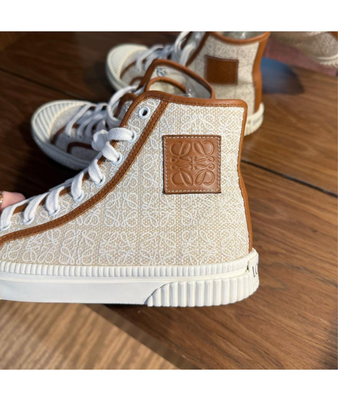 LOEWE Бежевые текстильные кеды, фото 7