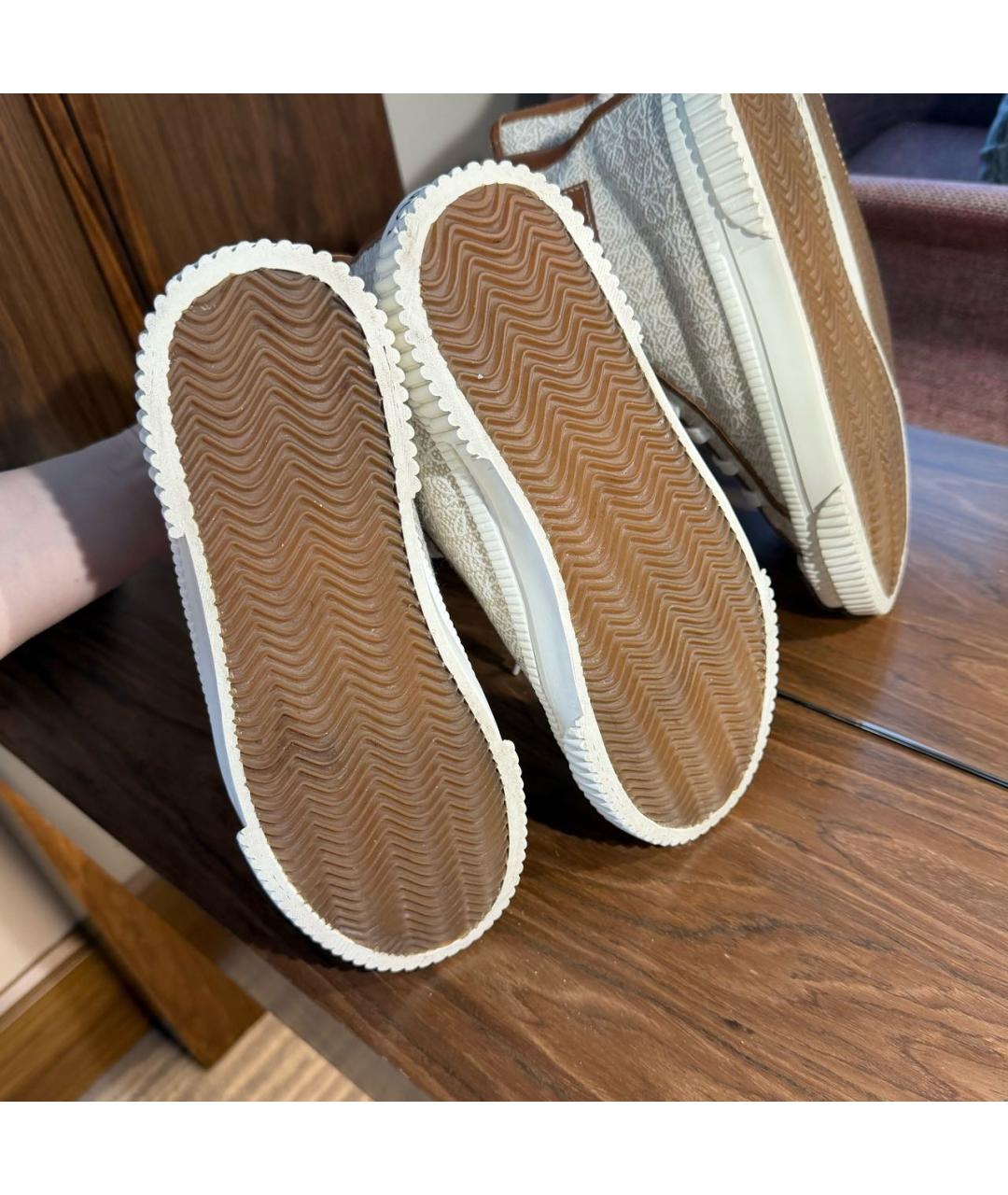 LOEWE Бежевые текстильные кеды, фото 8