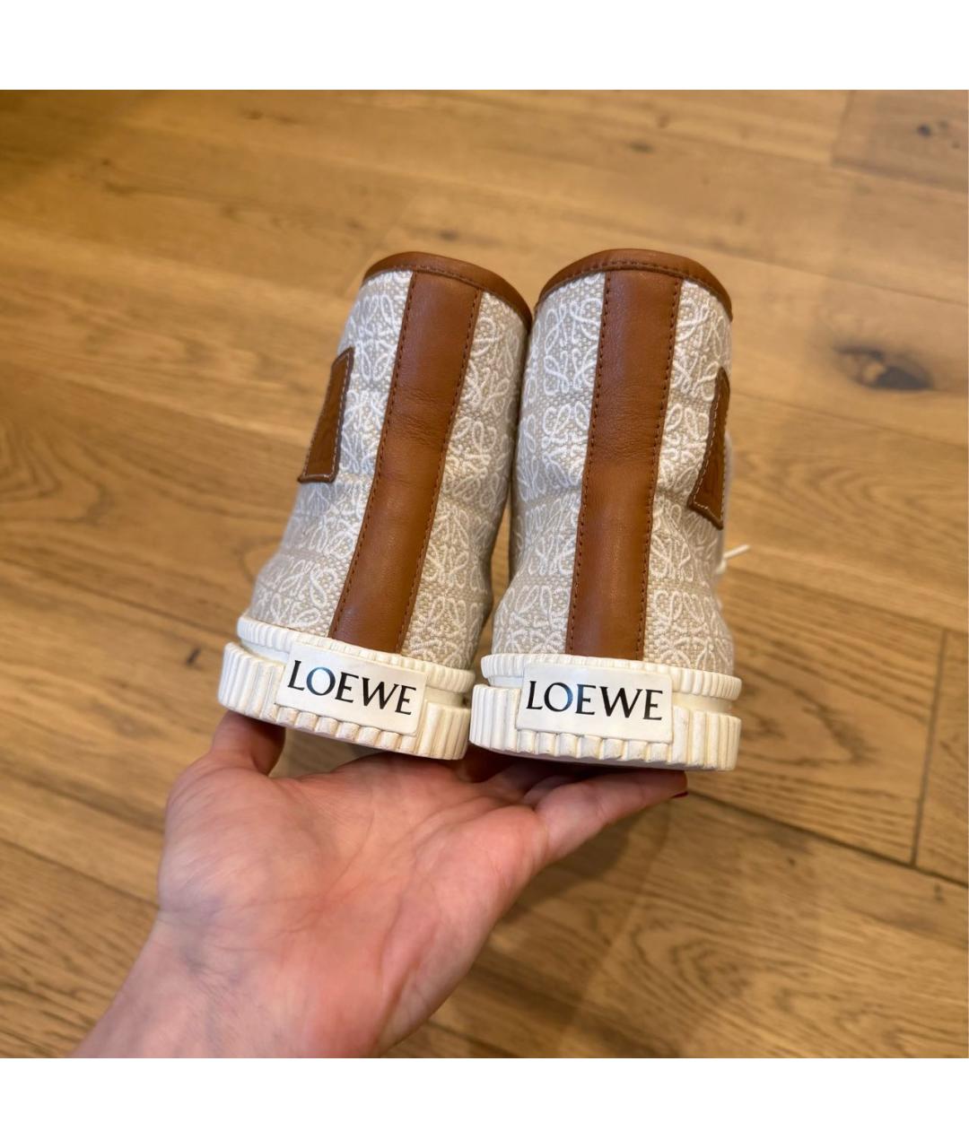 LOEWE Бежевые текстильные кеды, фото 8