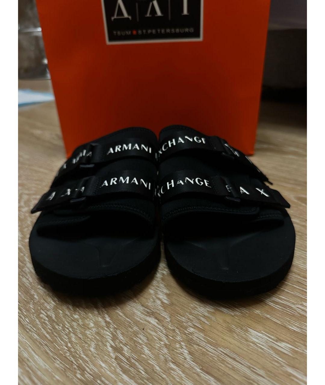 ARMANI EXCHANGE Черные шлепанцы, фото 2