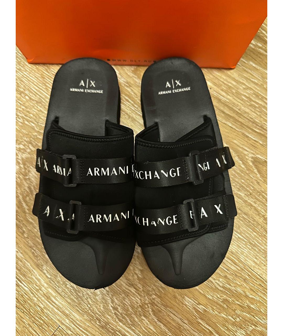 ARMANI EXCHANGE Черные шлепанцы, фото 3