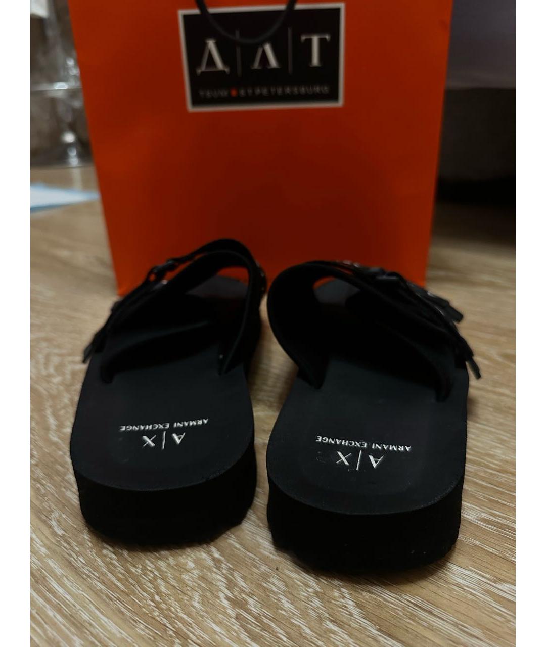 ARMANI EXCHANGE Черные шлепанцы, фото 4