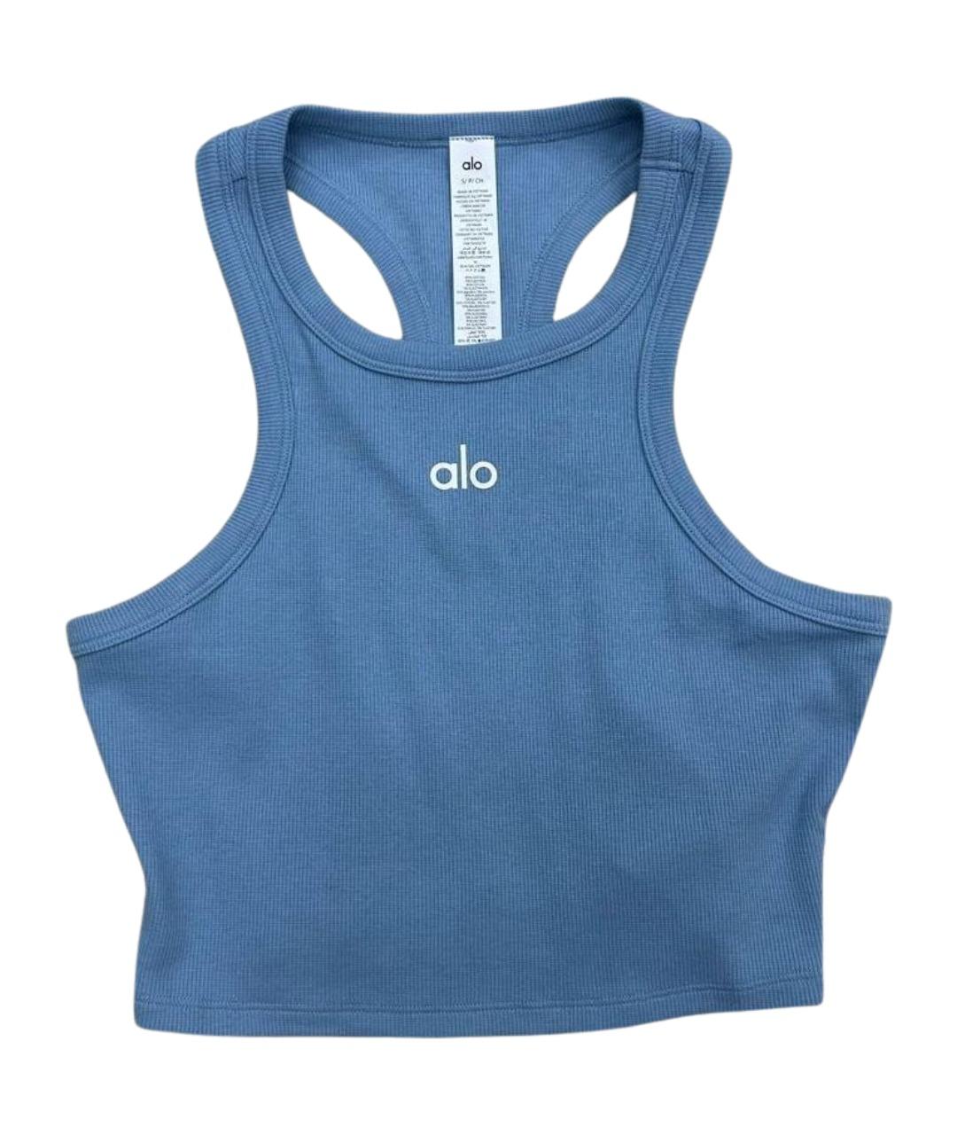 ALO YOGA Голубая хлопковая майка, фото 1