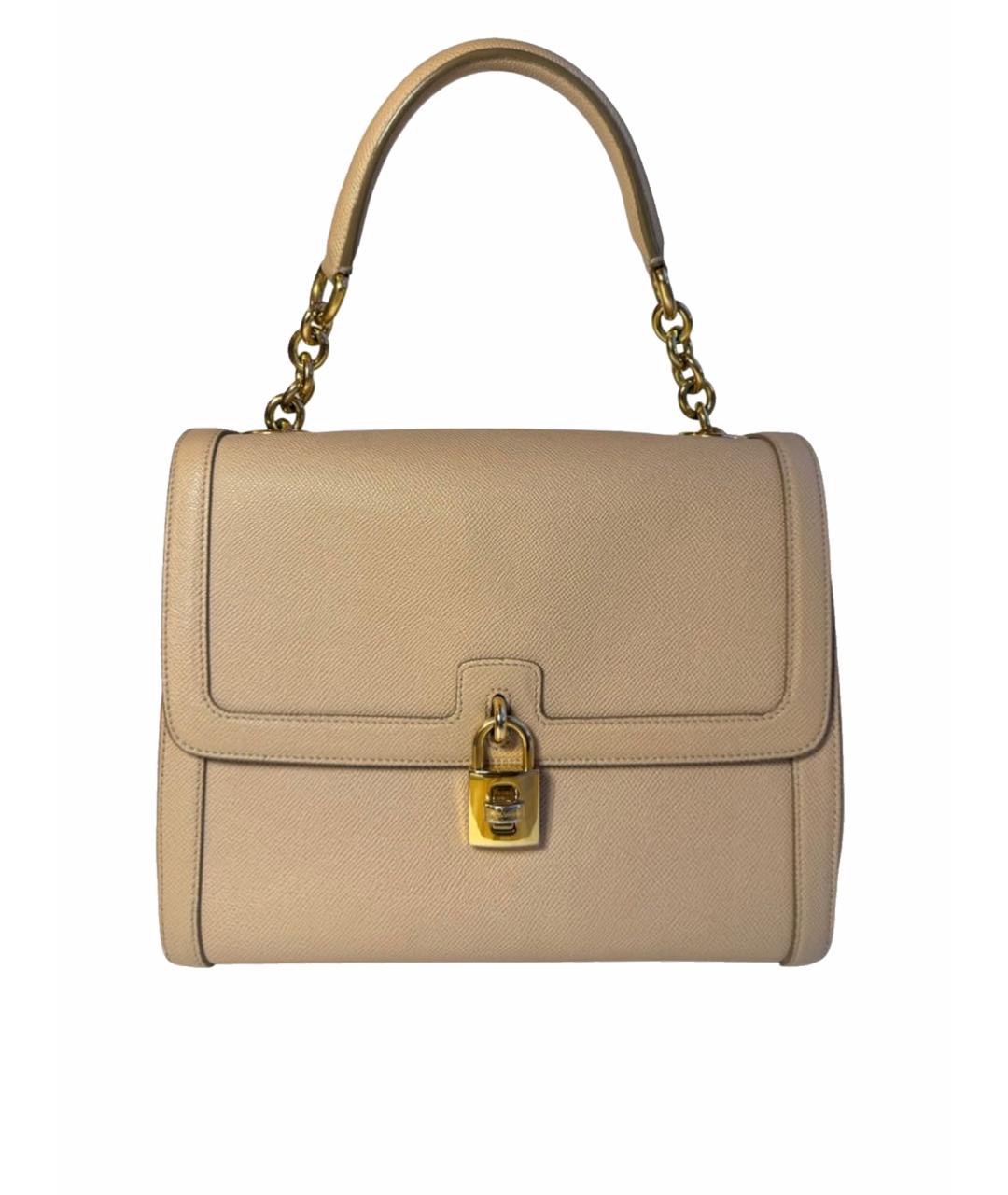 DOLCE&GABBANA Бежевая кожаная сумка с короткими ручками, фото 1