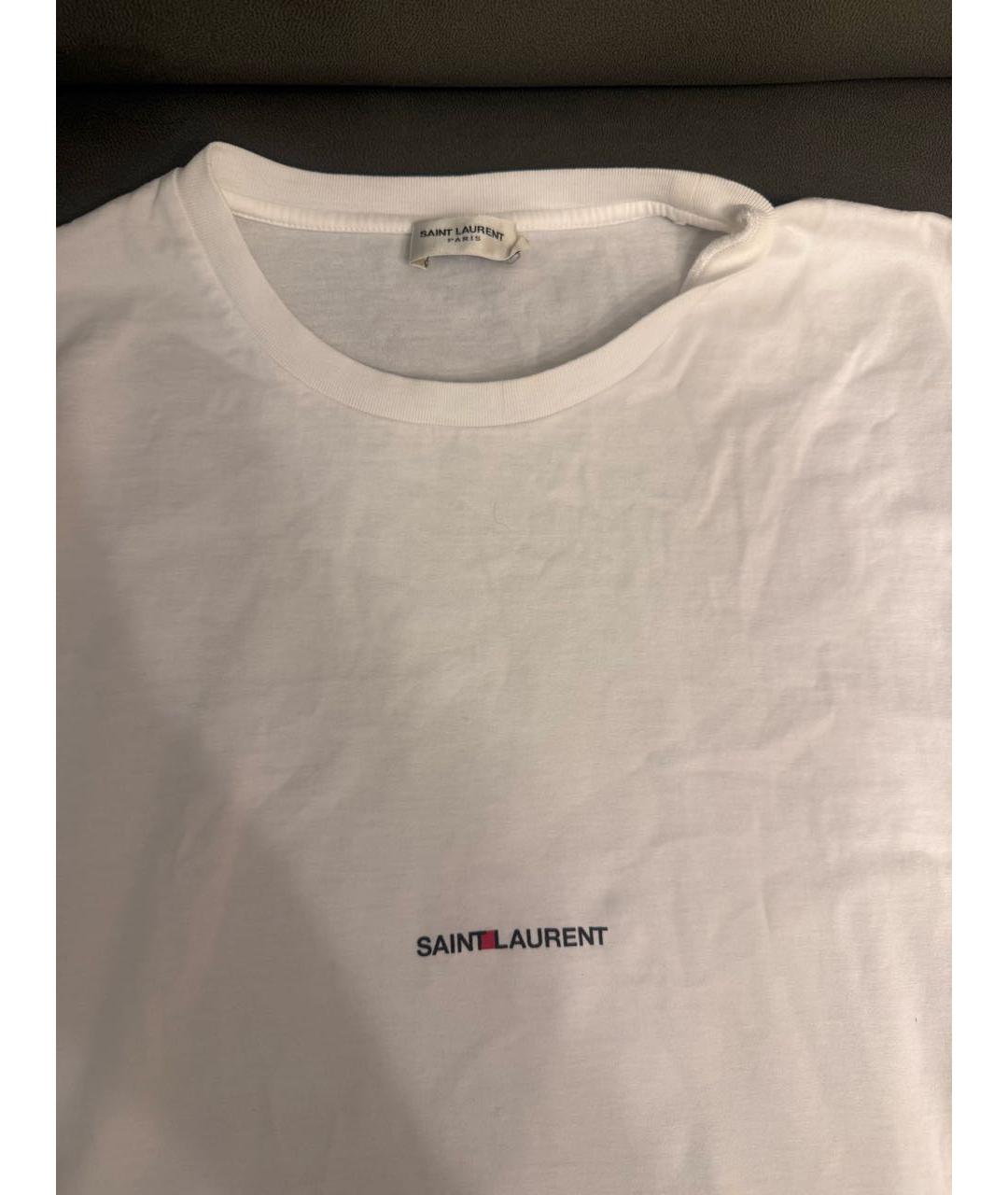 SAINT LAURENT Белая хлопковая футболка, фото 2