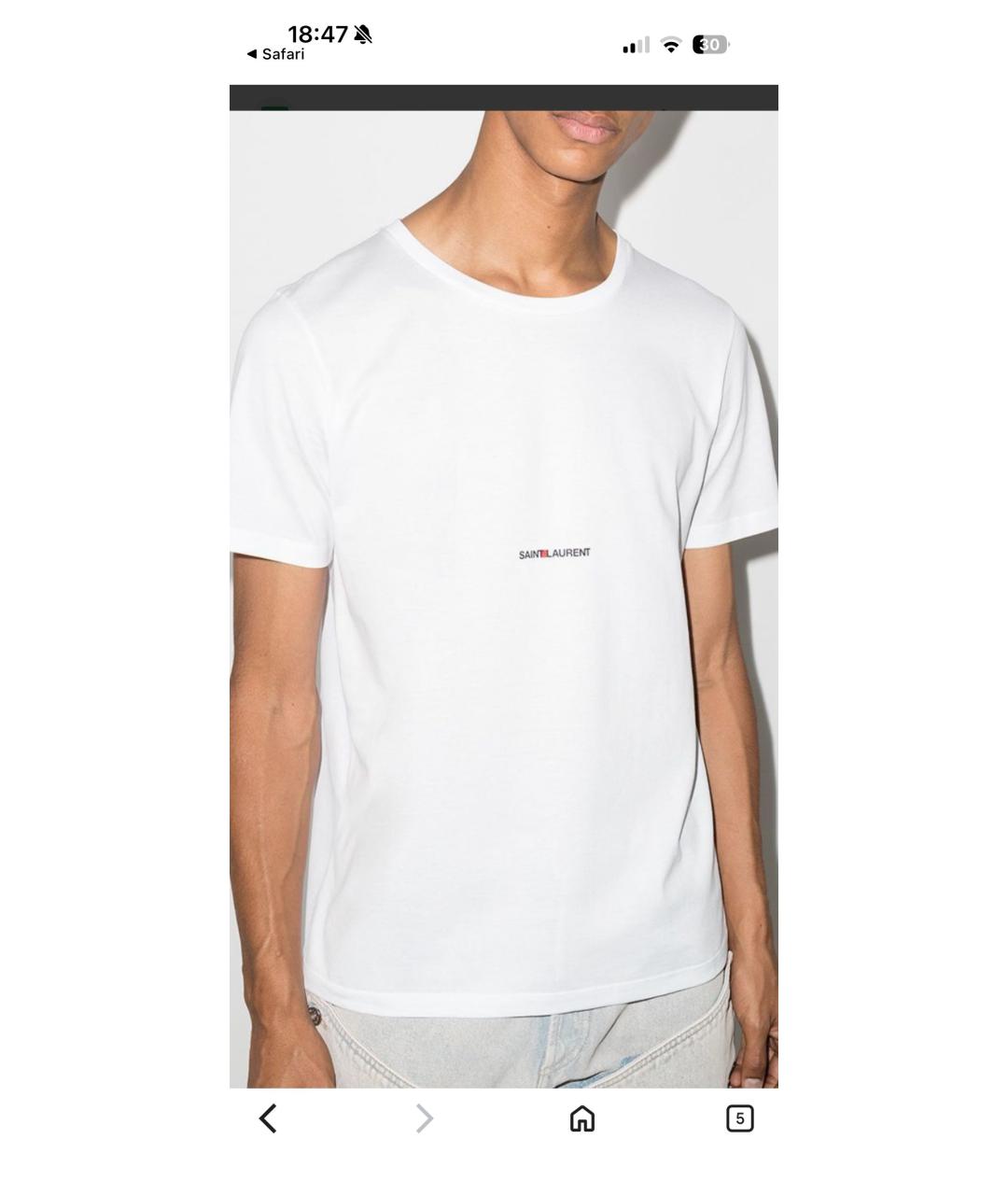 SAINT LAURENT Белая хлопковая футболка, фото 6