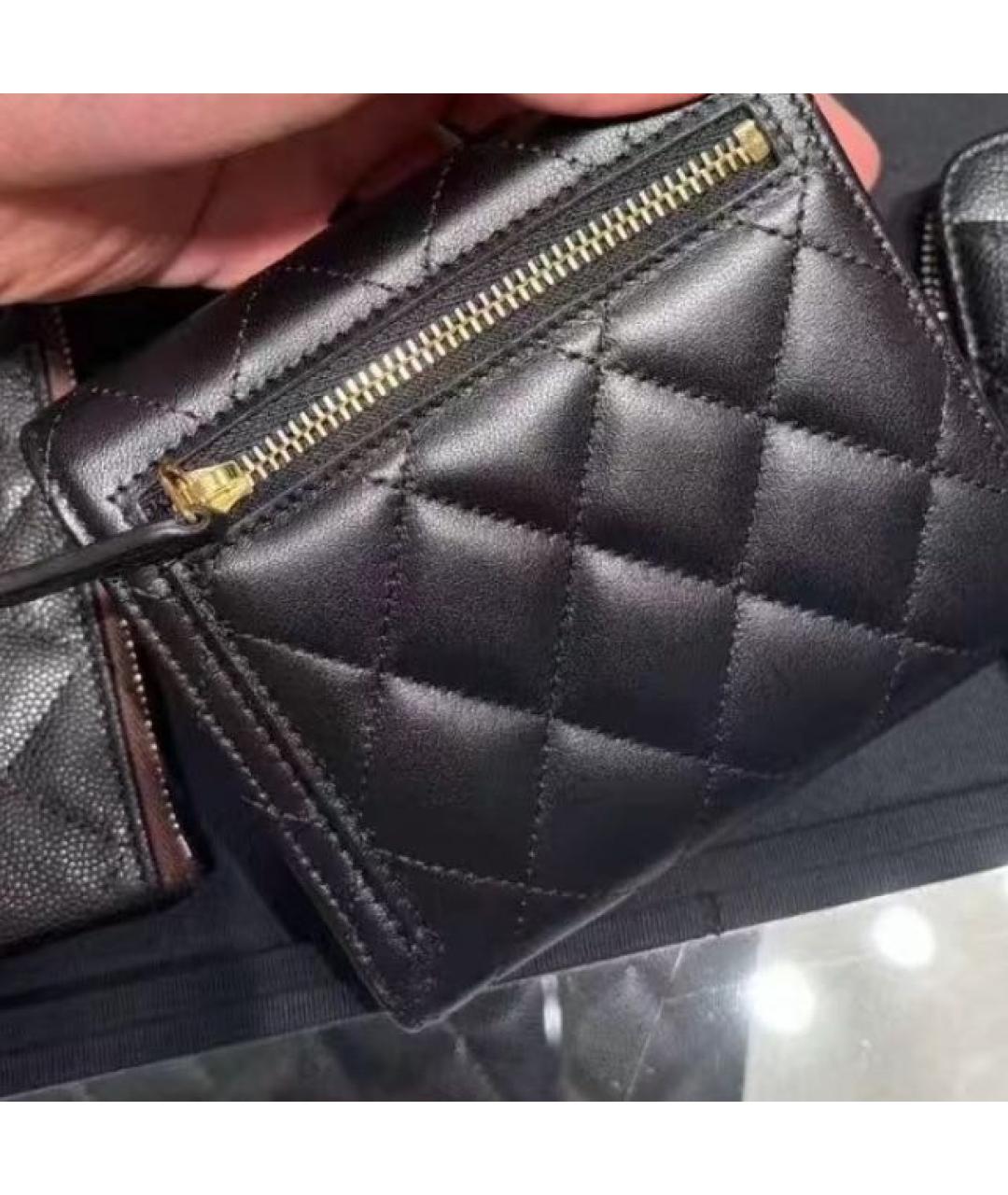 CHANEL Черный кожаный кошелек, фото 3