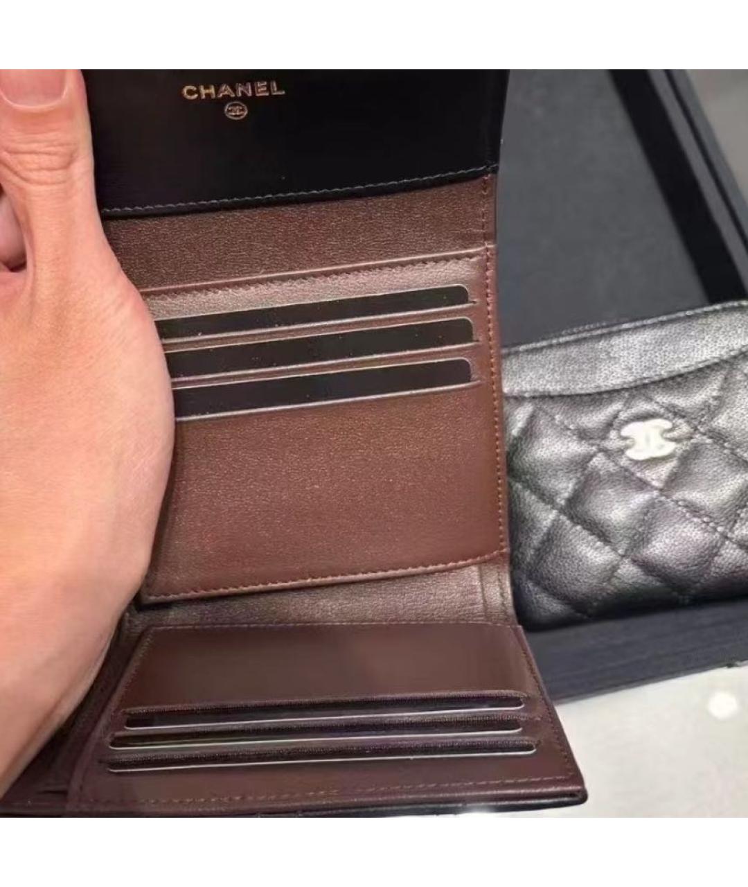CHANEL Черный кожаный кошелек, фото 4