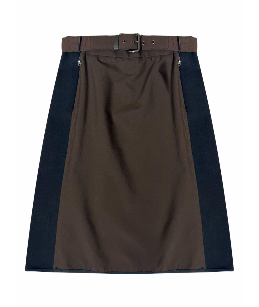 PRADA Коричневая полиэстеровая юбка миди, фото 1