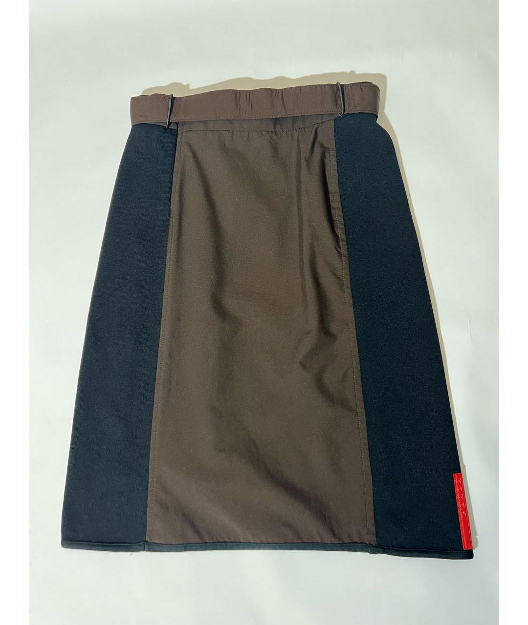 PRADA Коричневая полиэстеровая юбка миди, фото 2