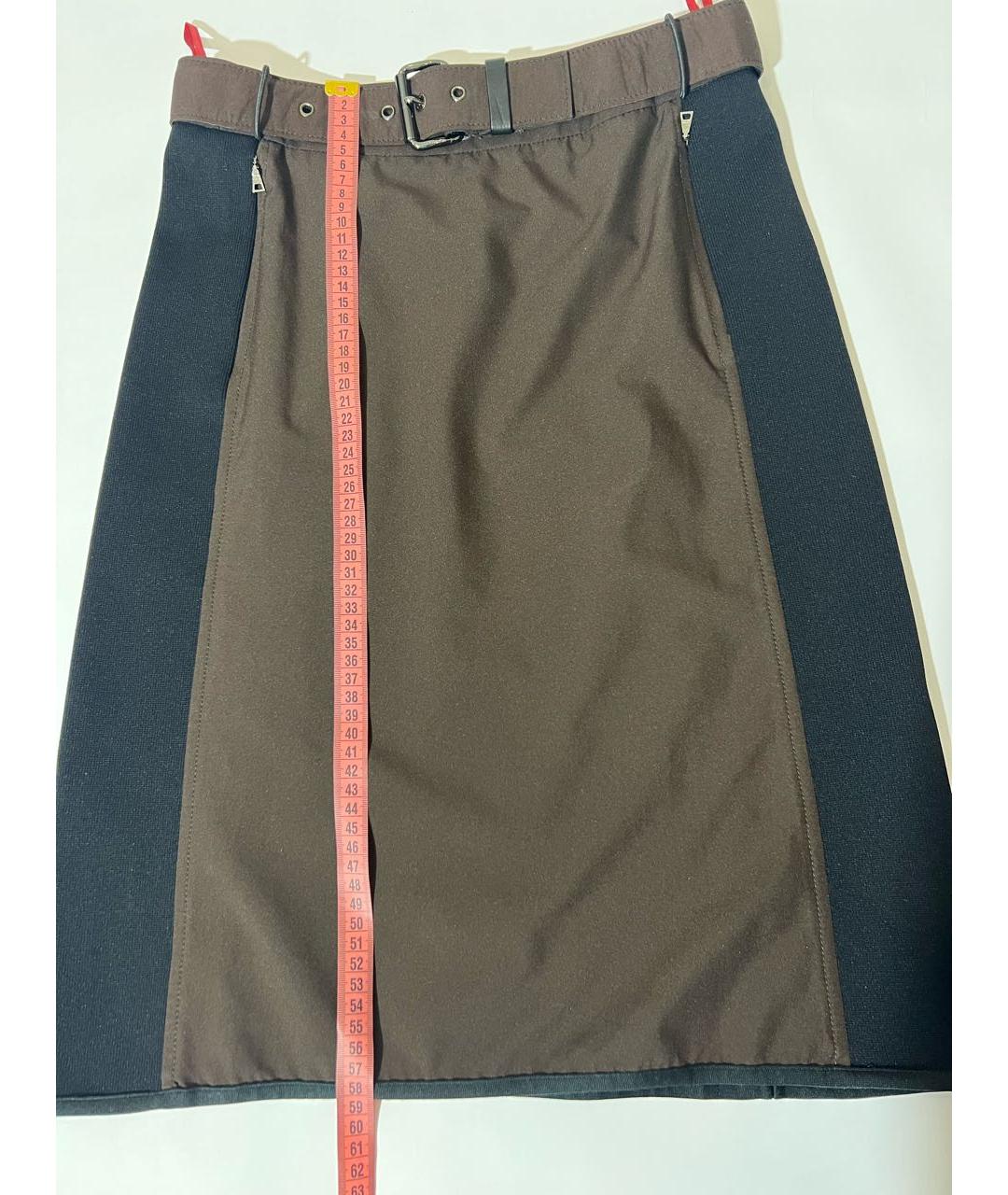 PRADA Коричневая полиэстеровая юбка миди, фото 8