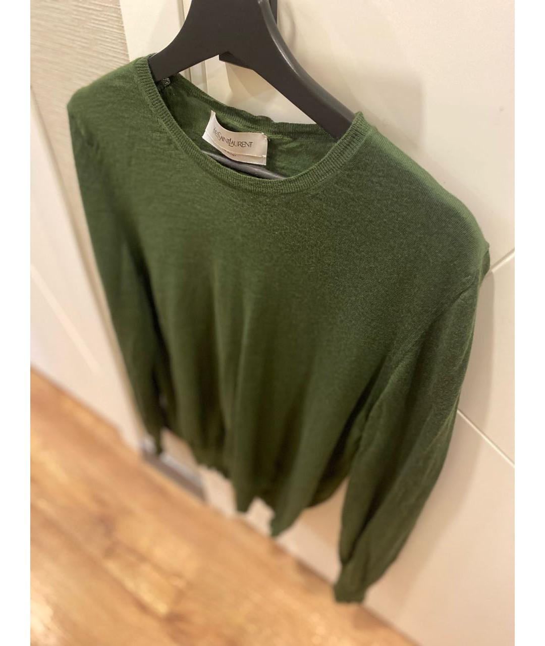 SAINT LAURENT Зеленый шерстяной джемпер / свитер, фото 3