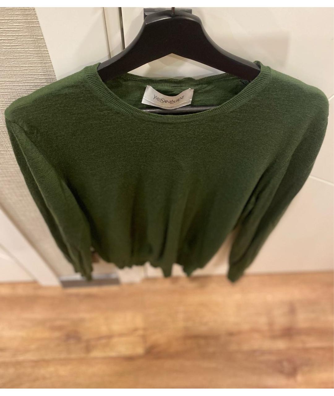 SAINT LAURENT Зеленый шерстяной джемпер / свитер, фото 2
