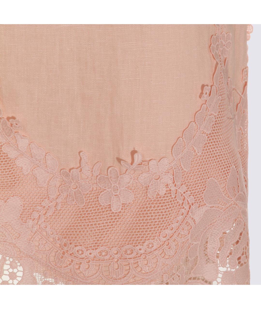 TWIN-SET Розовое льняное повседневное платье, фото 3