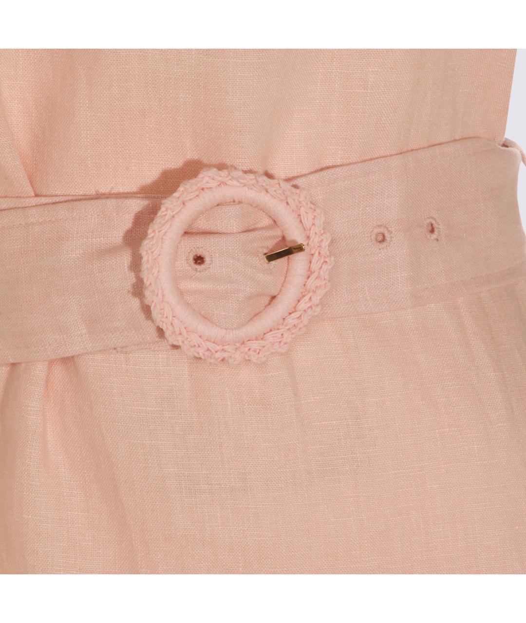 TWIN-SET Розовое льняное повседневное платье, фото 4