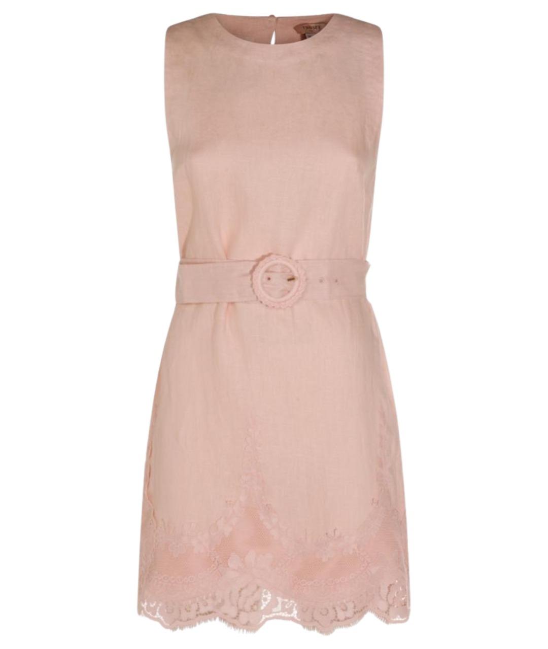 TWIN-SET Розовое льняное повседневное платье, фото 1