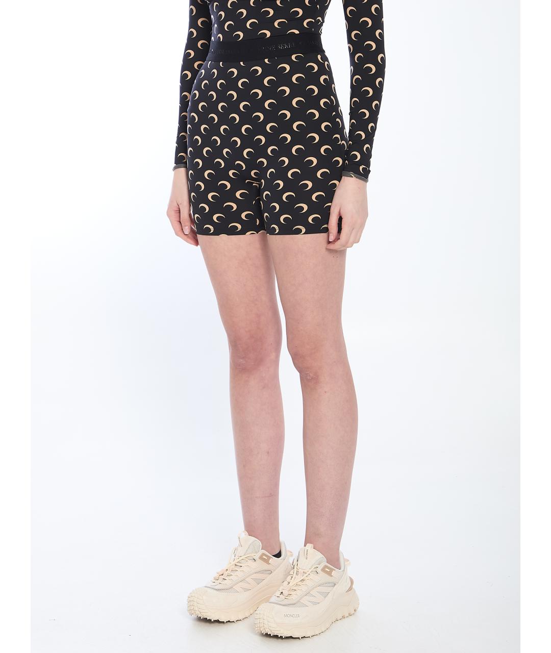 MARINE SERRE Черные полиамидовые леггинсы и велосипедки, фото 2