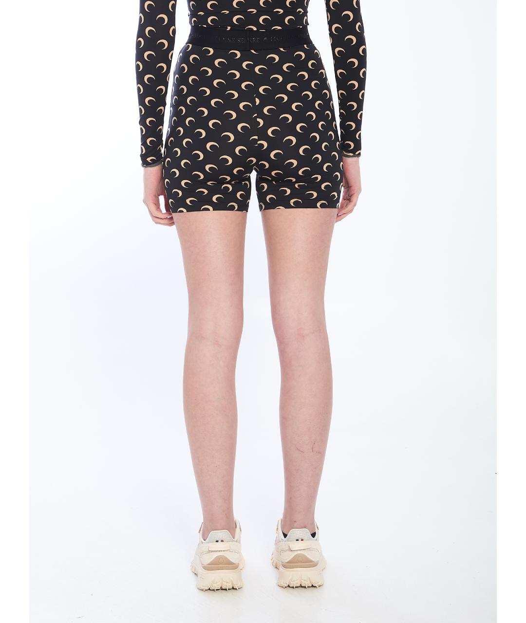 MARINE SERRE Черные полиамидовые леггинсы и велосипедки, фото 4