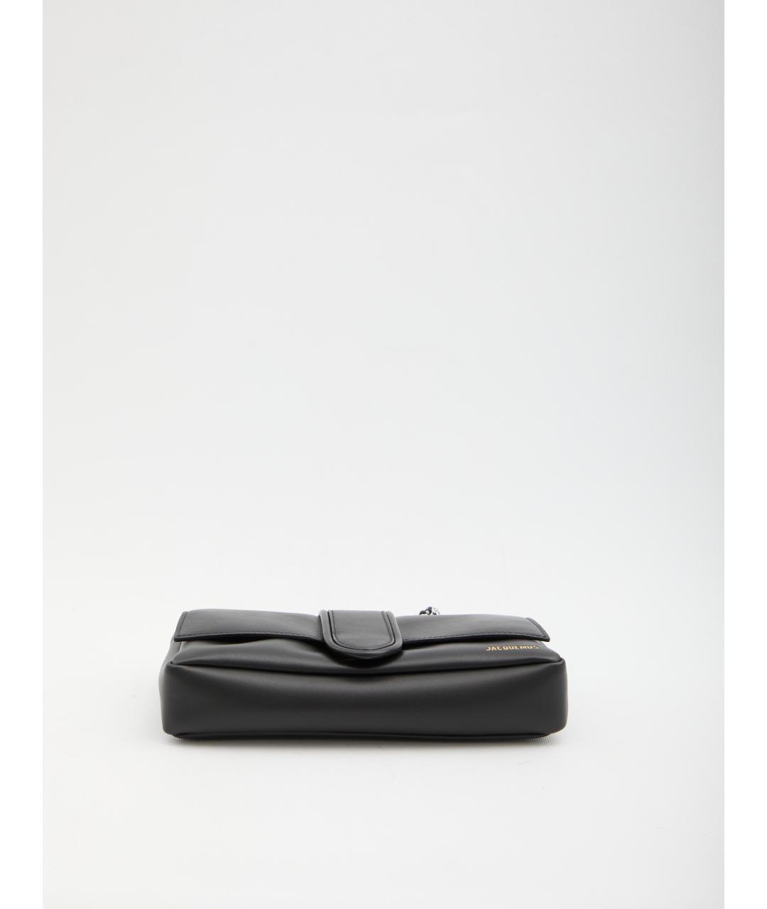 JACQUEMUS Черная кожаная сумка через плечо, фото 3