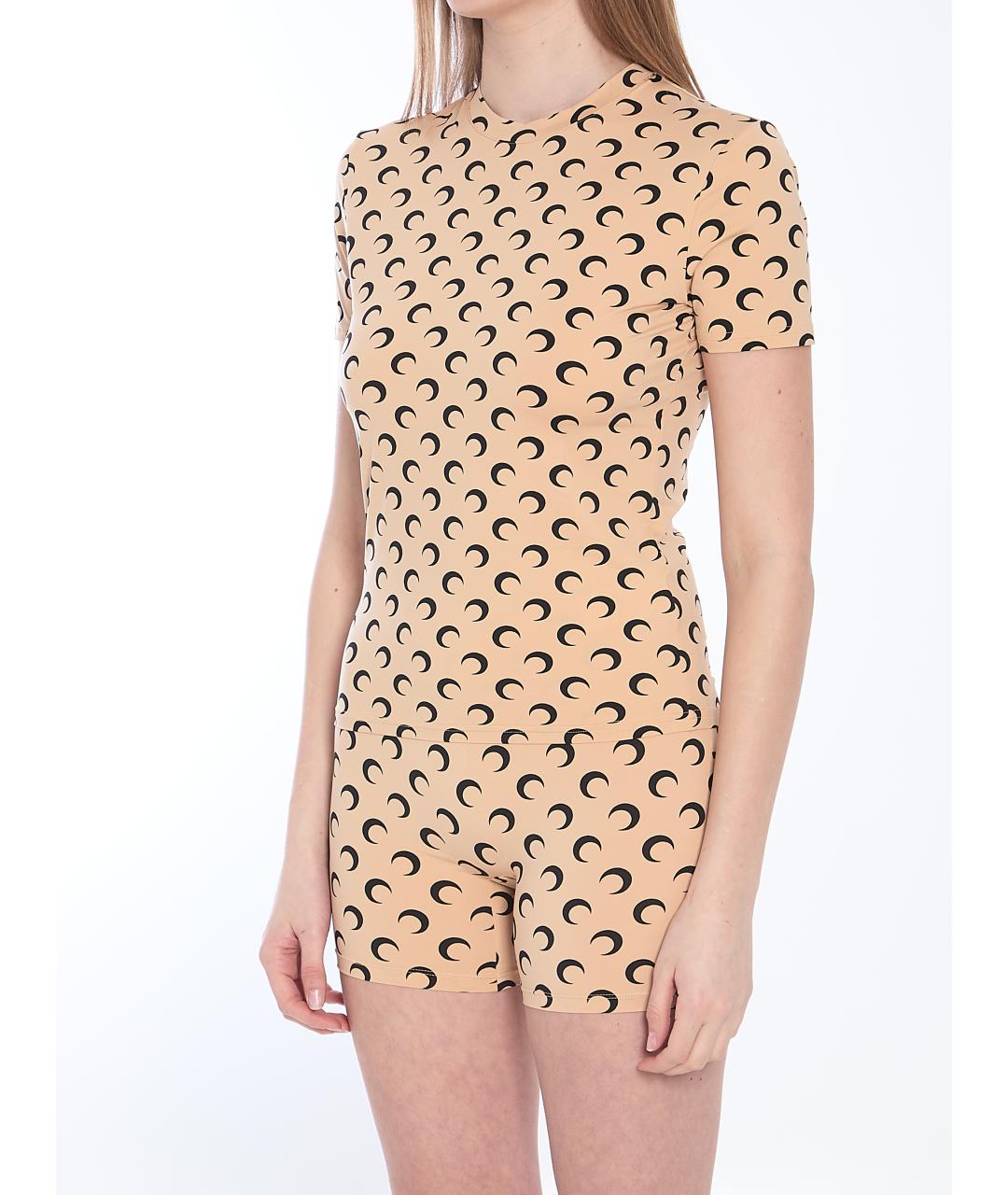 MARINE SERRE Бежевая полиамидовая футболка, фото 2