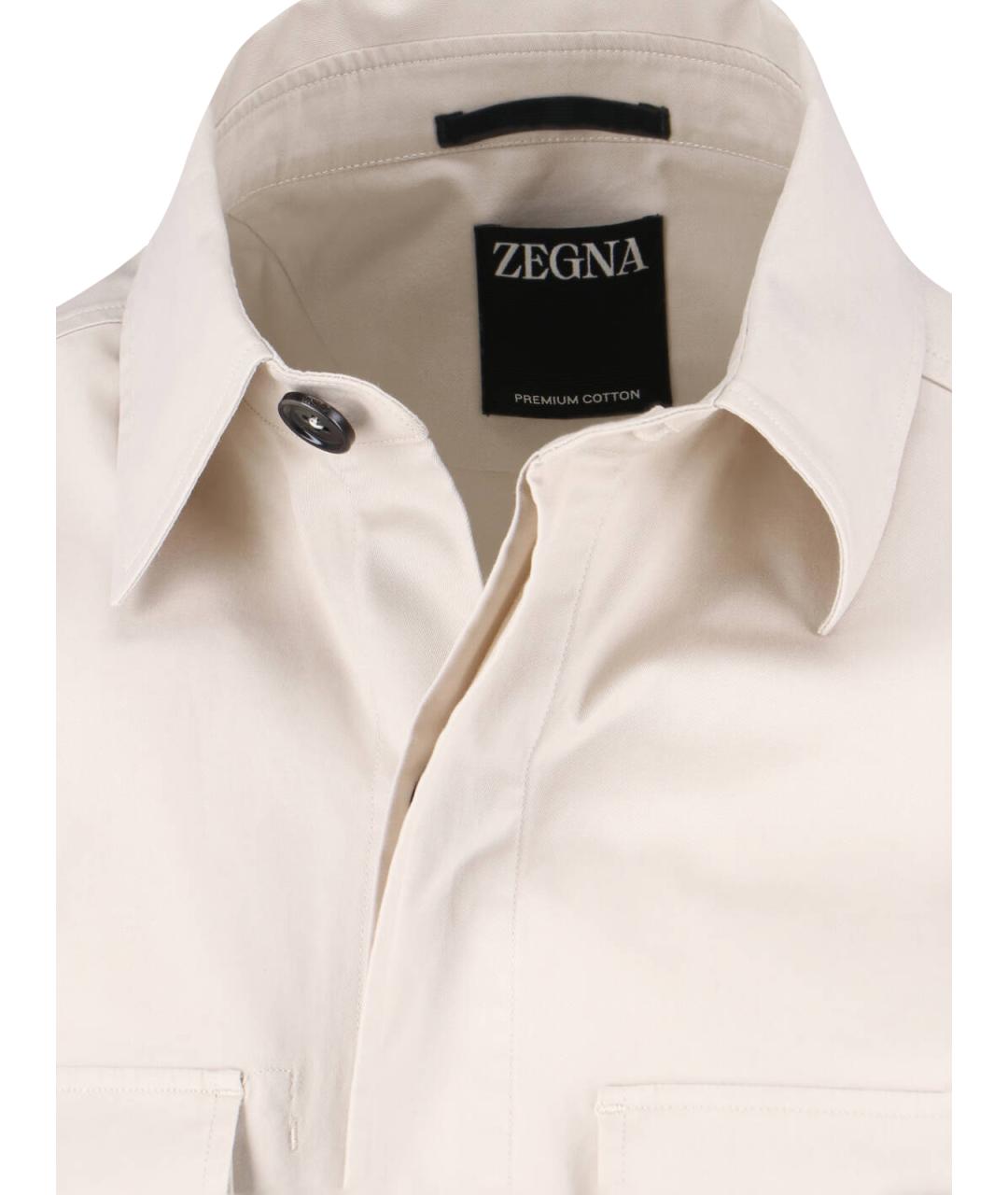 ZEGNA Белая хлопковая кэжуал рубашка, фото 5