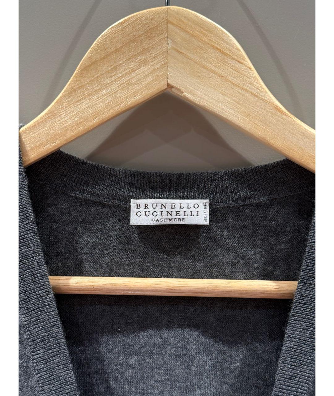 BRUNELLO CUCINELLI Антрацитовый кашемировый кардиган, фото 3
